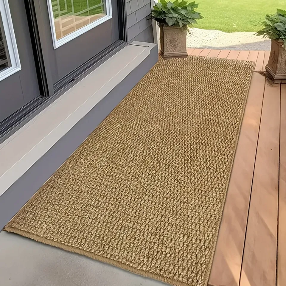 Tapis tissé rectangulaire marron motif ananas pour couloir – Image 5
