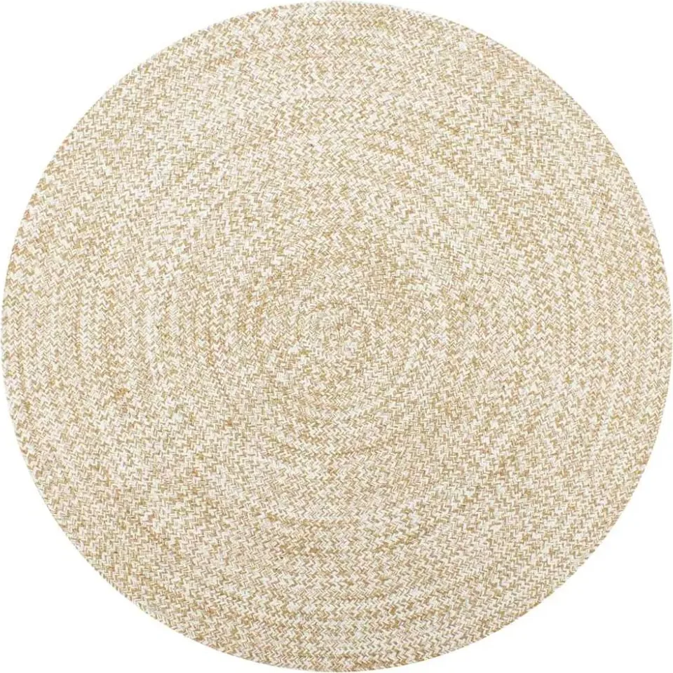 Tapis tressé naturel en jute et coton, modèle unique – Image 2