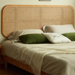 Tête de lit rotin massif style rétro japonais double