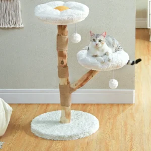 Tour à chat moderne en bois et sisal