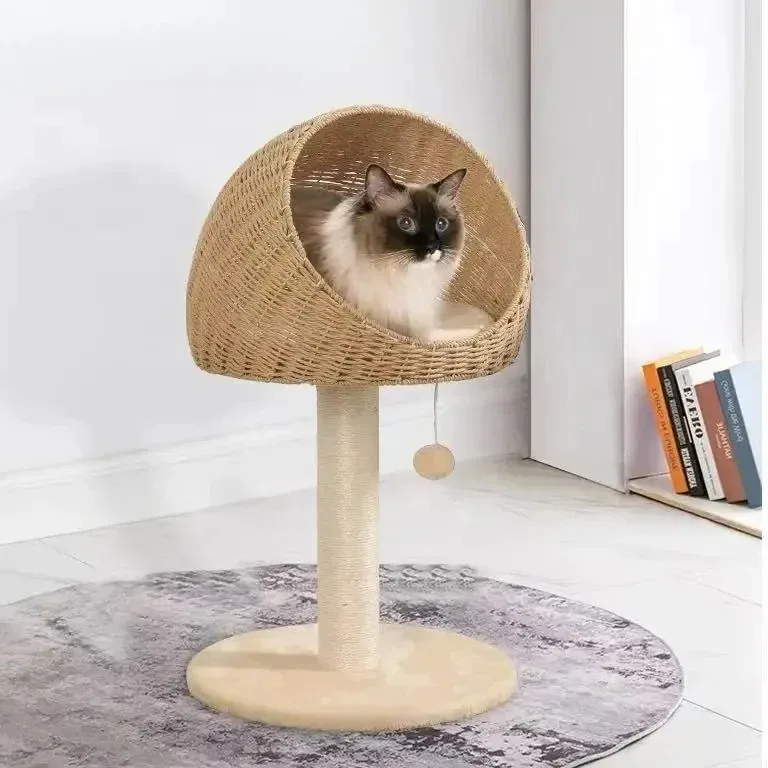 Tour d'escalade pour chat en rotin et osier – Image 2
