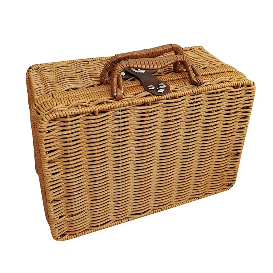 Valise de rangement en rotin tressé pour accessoires