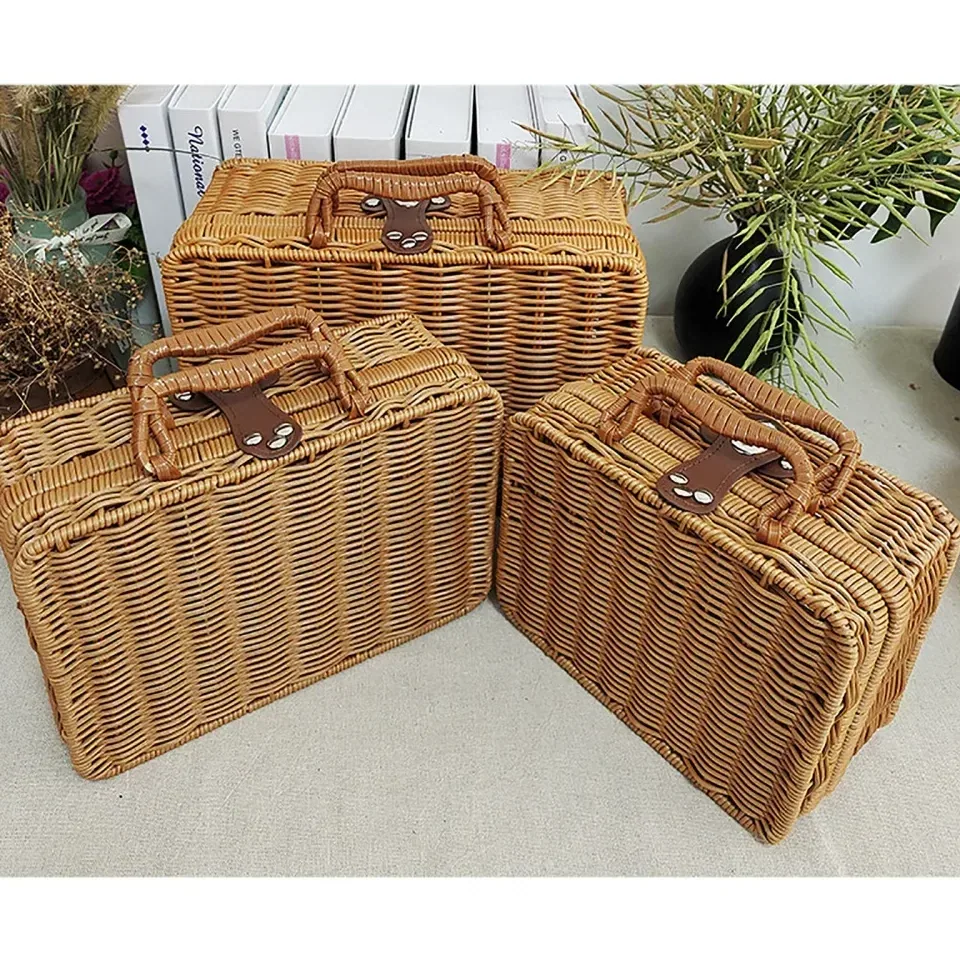 Valise de rangement en rotin tressé pour accessoires – Image 2