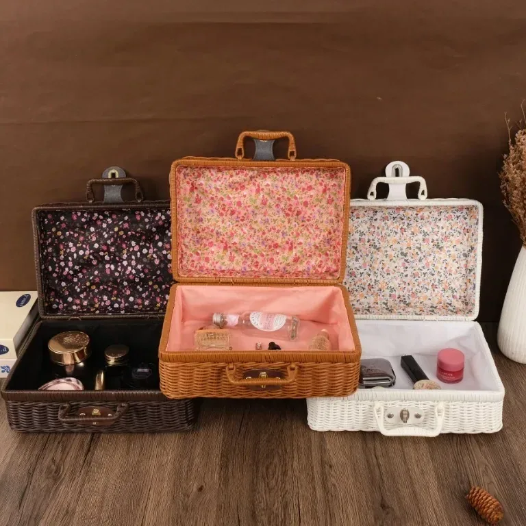 Valise panier en bambou tressé pour rangement