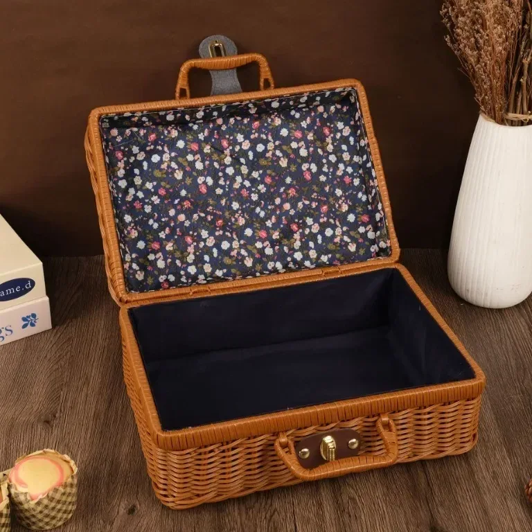 Valise panier en bambou tressé pour rangement – Image 3