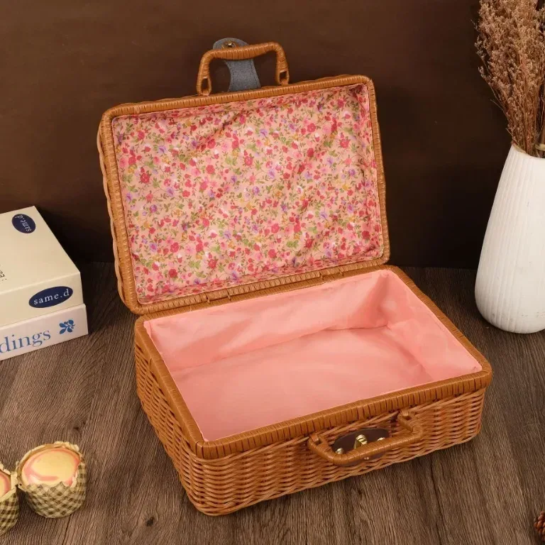 Valise panier en bambou tressé pour rangement – Image 4