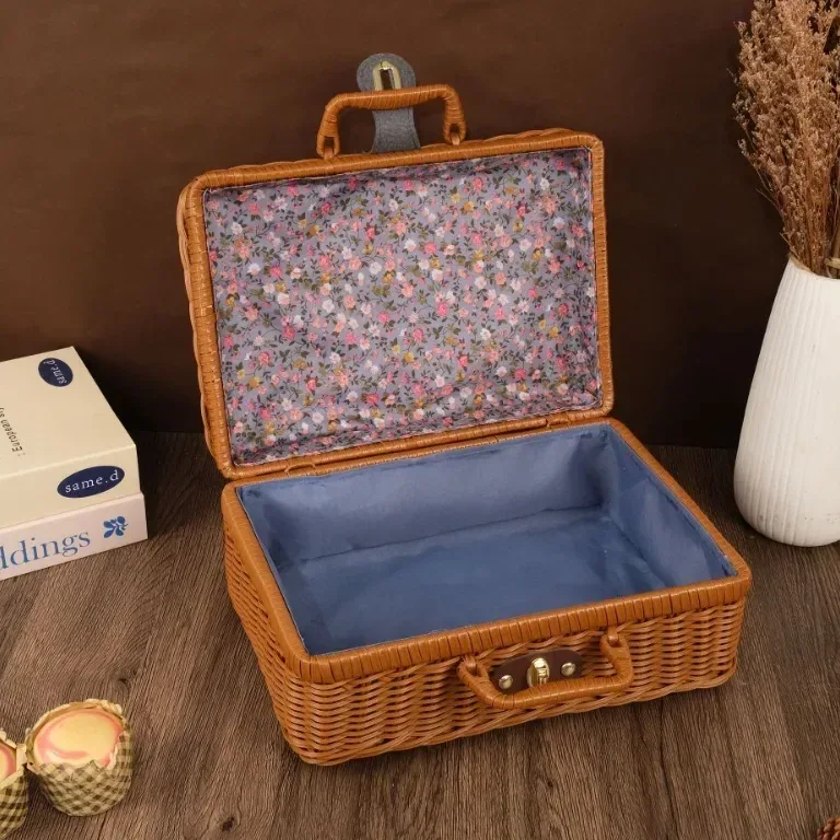 Valise panier en bambou tressé pour rangement – Image 5