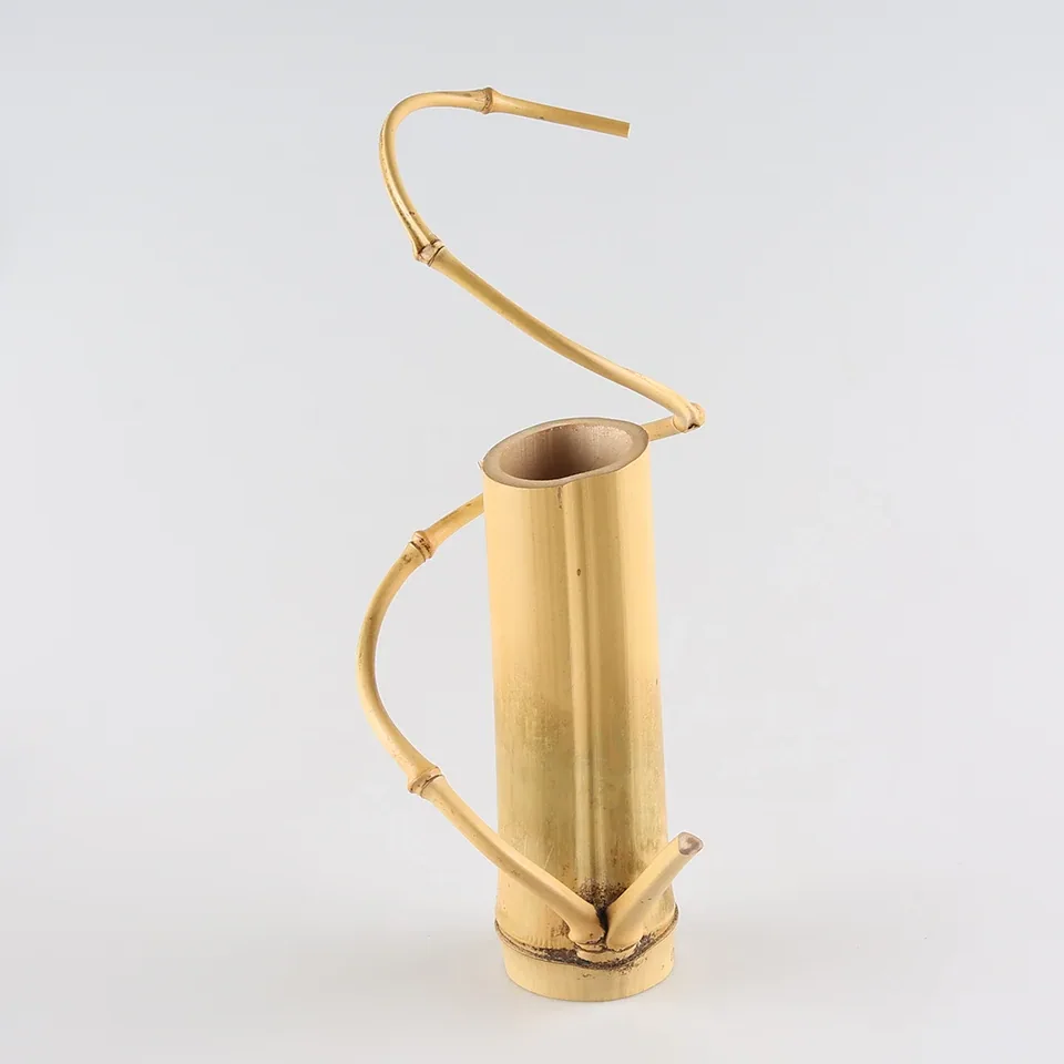 Vase décoratif en bambou naturel spiralé S – Image 2