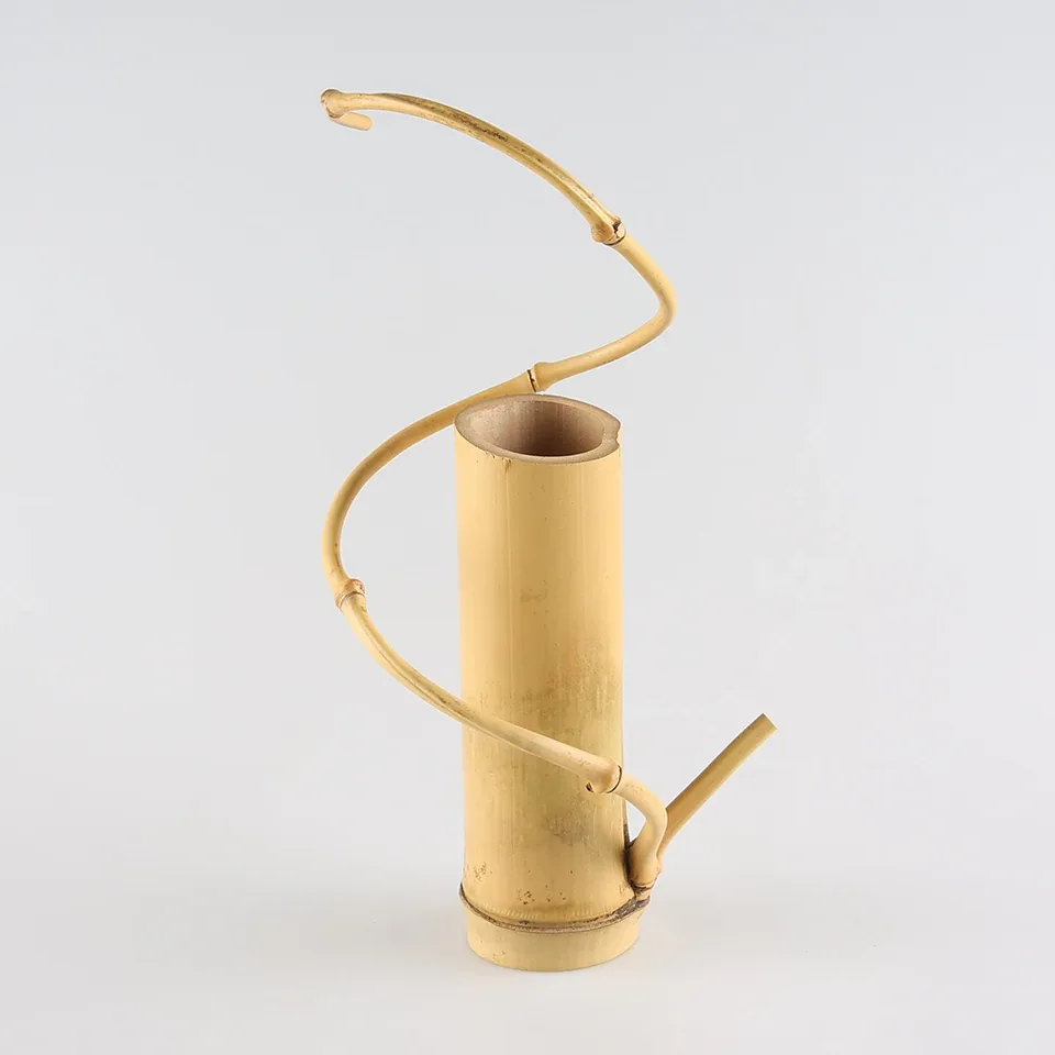 Vase décoratif en bambou naturel spiralé S – Image 4