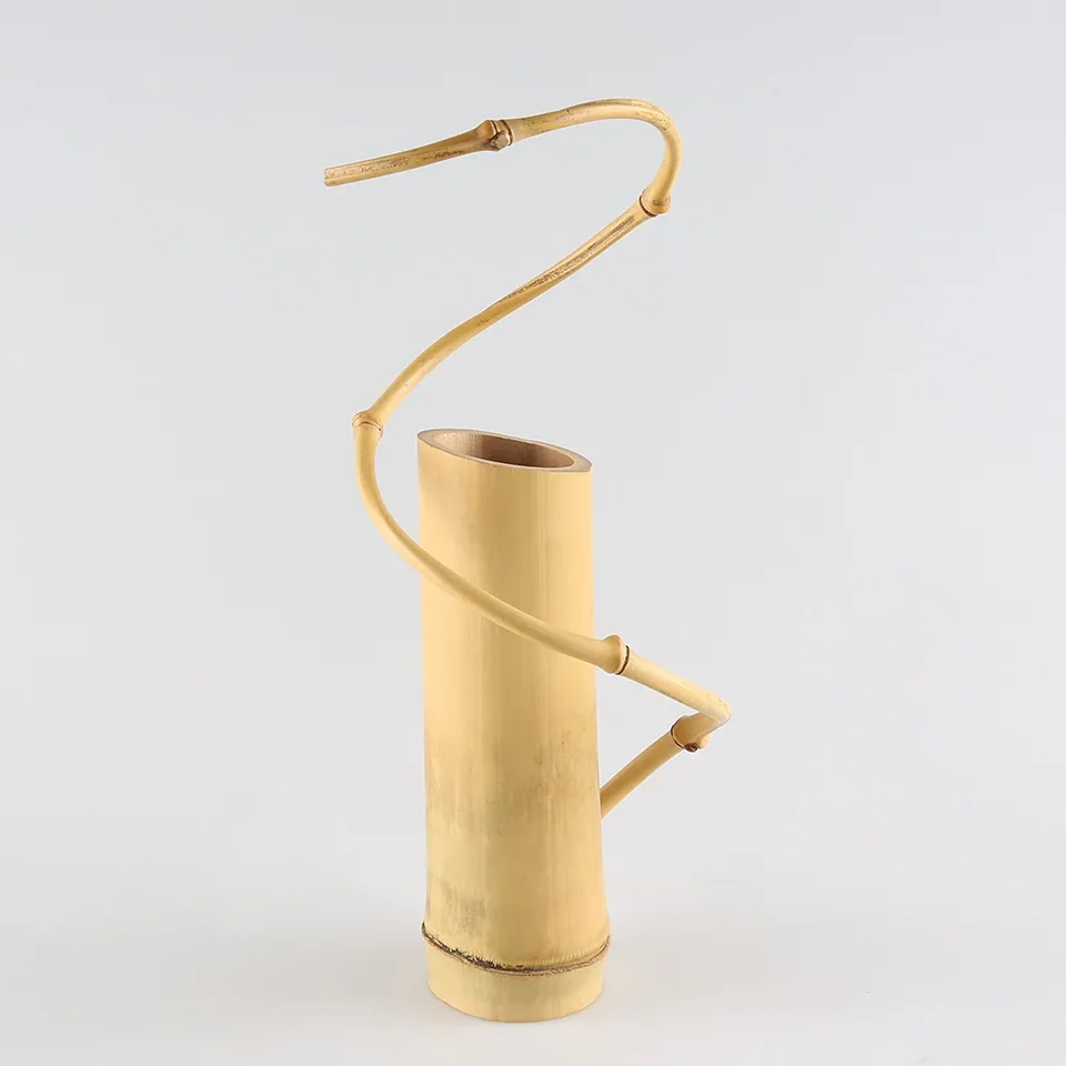 Vase décoratif en bambou naturel spiralé S – Image 5