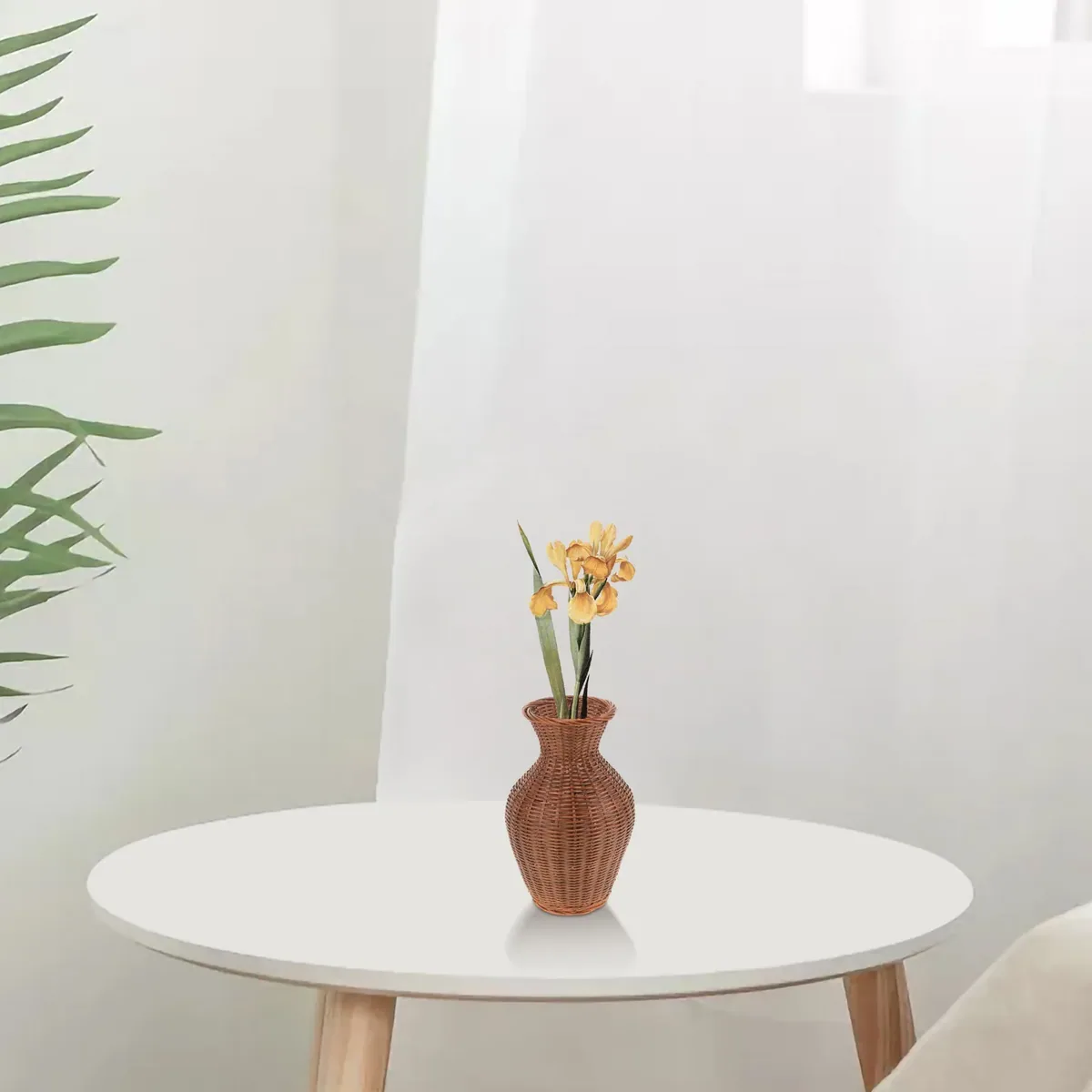 Vase en bambou tressé pour fleurs séchées – Image 3