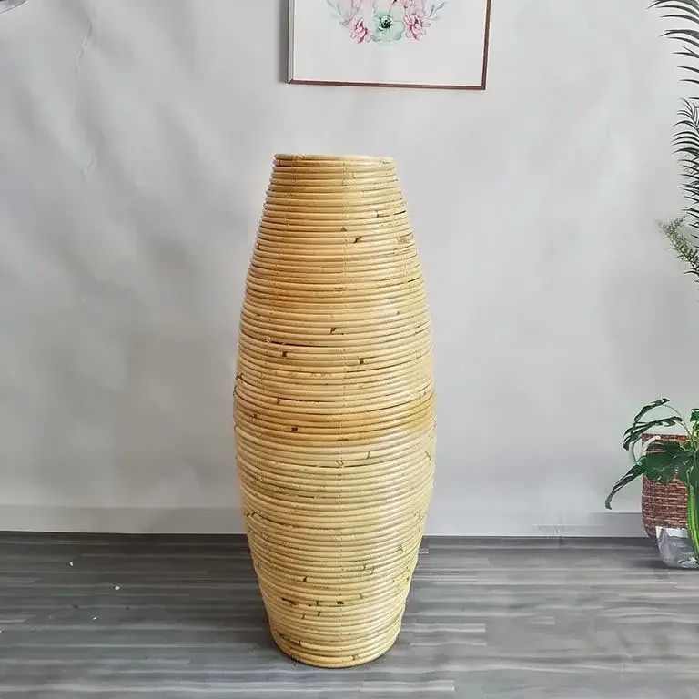 Vase en rotin bambou tressé pour sol 30–40 cm – Image 4
