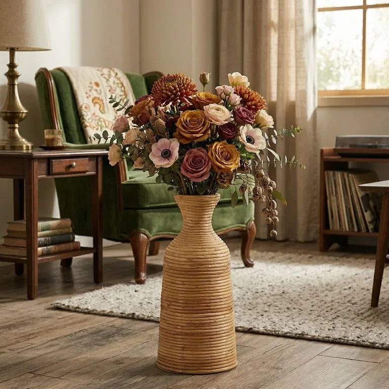 Vase en rotin nordique haut de gamme pour table – Image 3