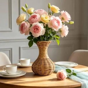 Vase en rotin rustique pour étagères et café