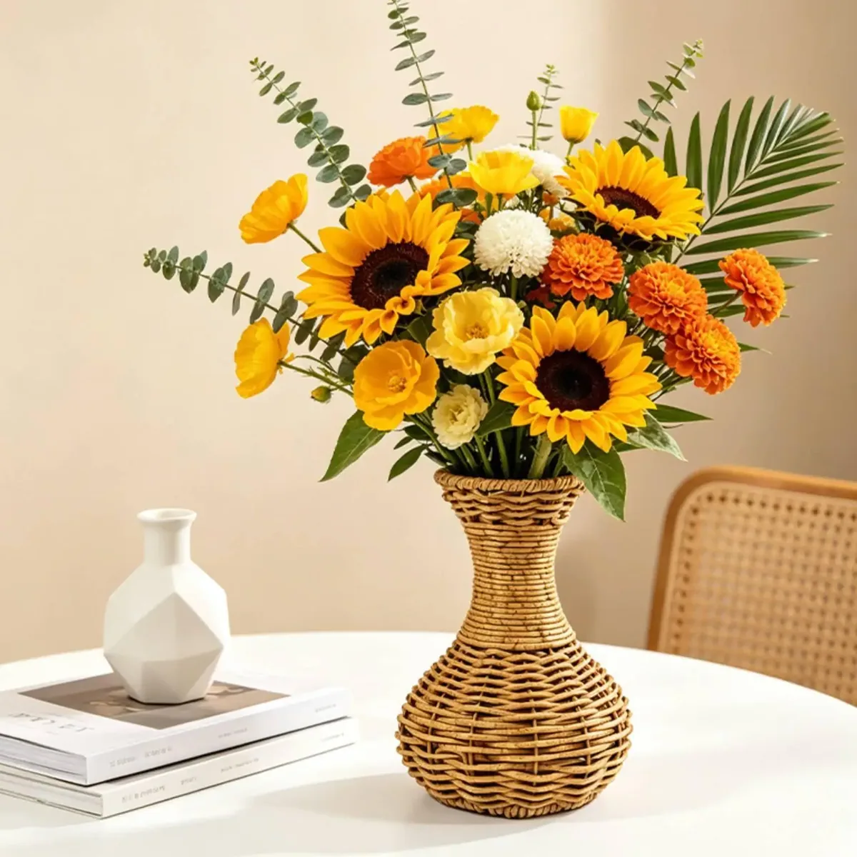Vase en rotin rustique pour étagères et café – Image 2