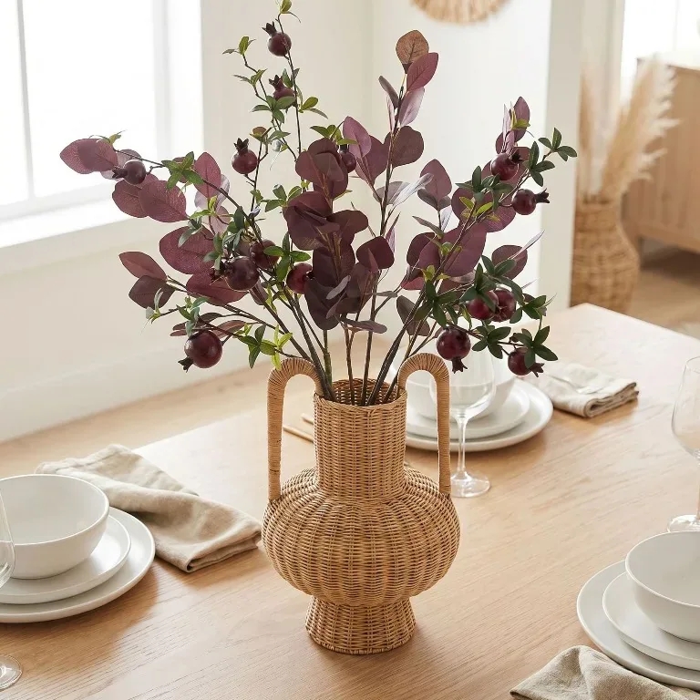 Vase en rotin tressé style nordique L pour table – Image 4