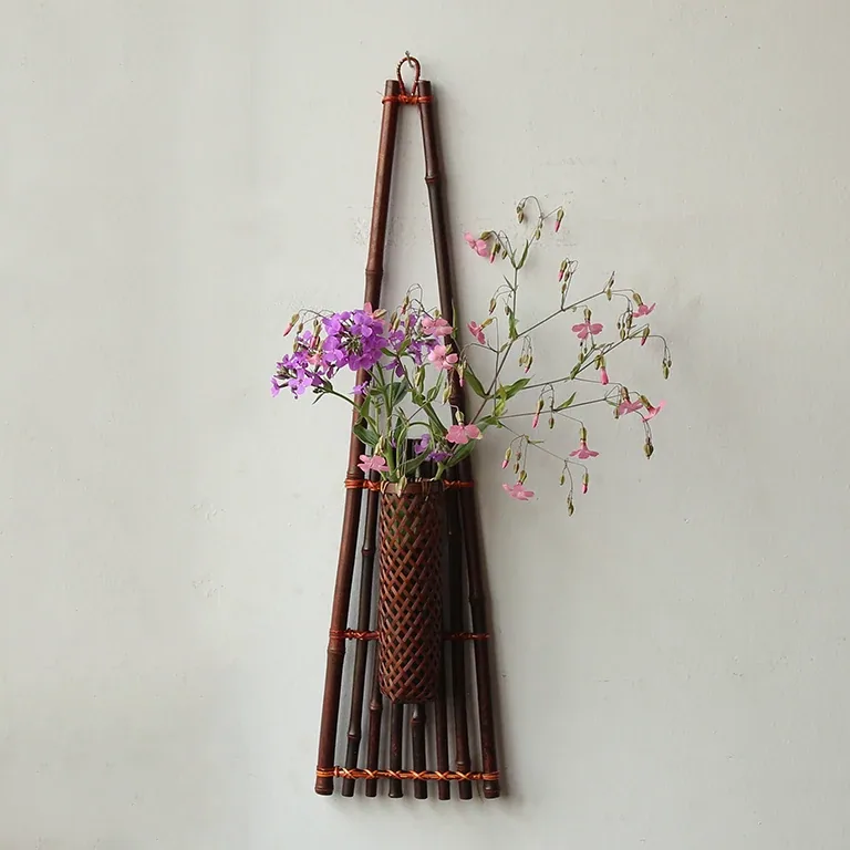 Vase mural en bambou violet tissé — modèle Purple – Image 2