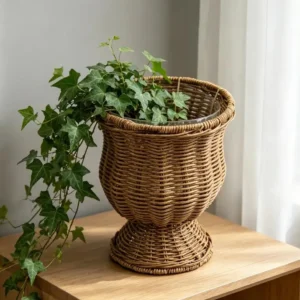 Vase panier en faux rotin tressé pour intérieur