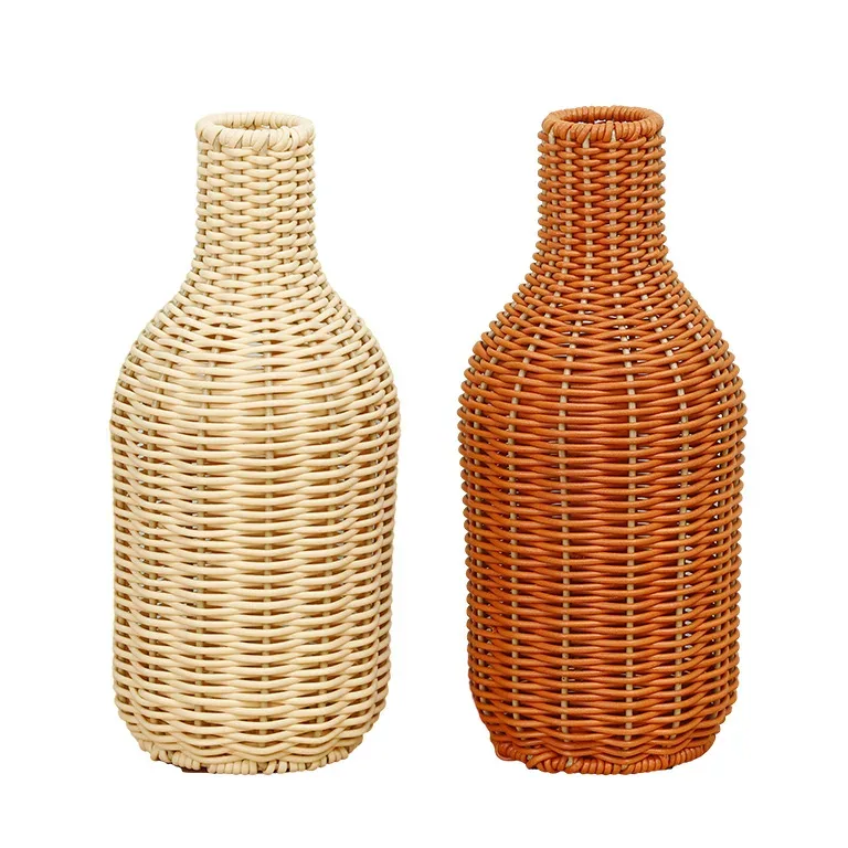 Vase petit en rotin tressé et plastique – Image 3