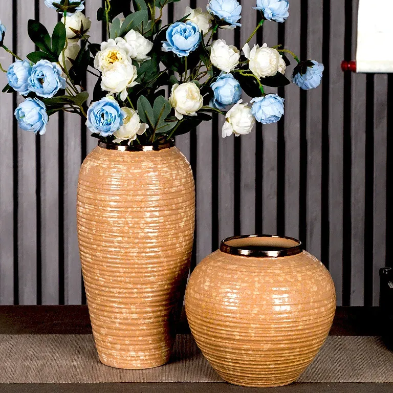 Vase rétro orange pour fleurs séchées simple – Image 2