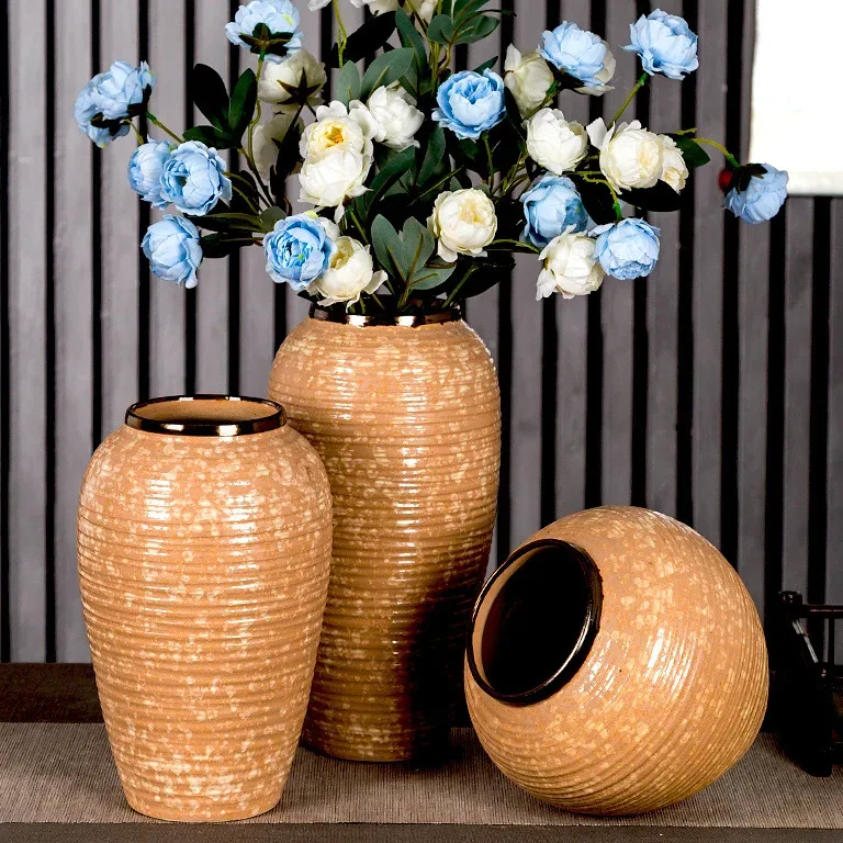 Vase rétro orange pour fleurs séchées simple – Image 3