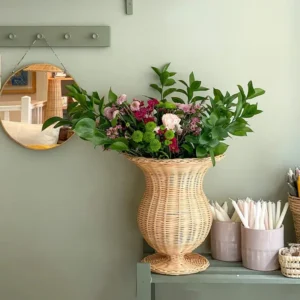Vase rotin tressé artisanal en bambou naturel