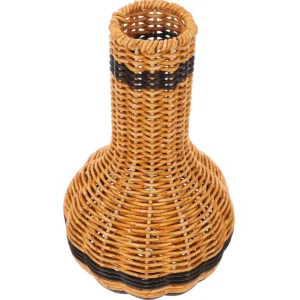 Vase rotin tressé en plastique, pour fleurs et déco