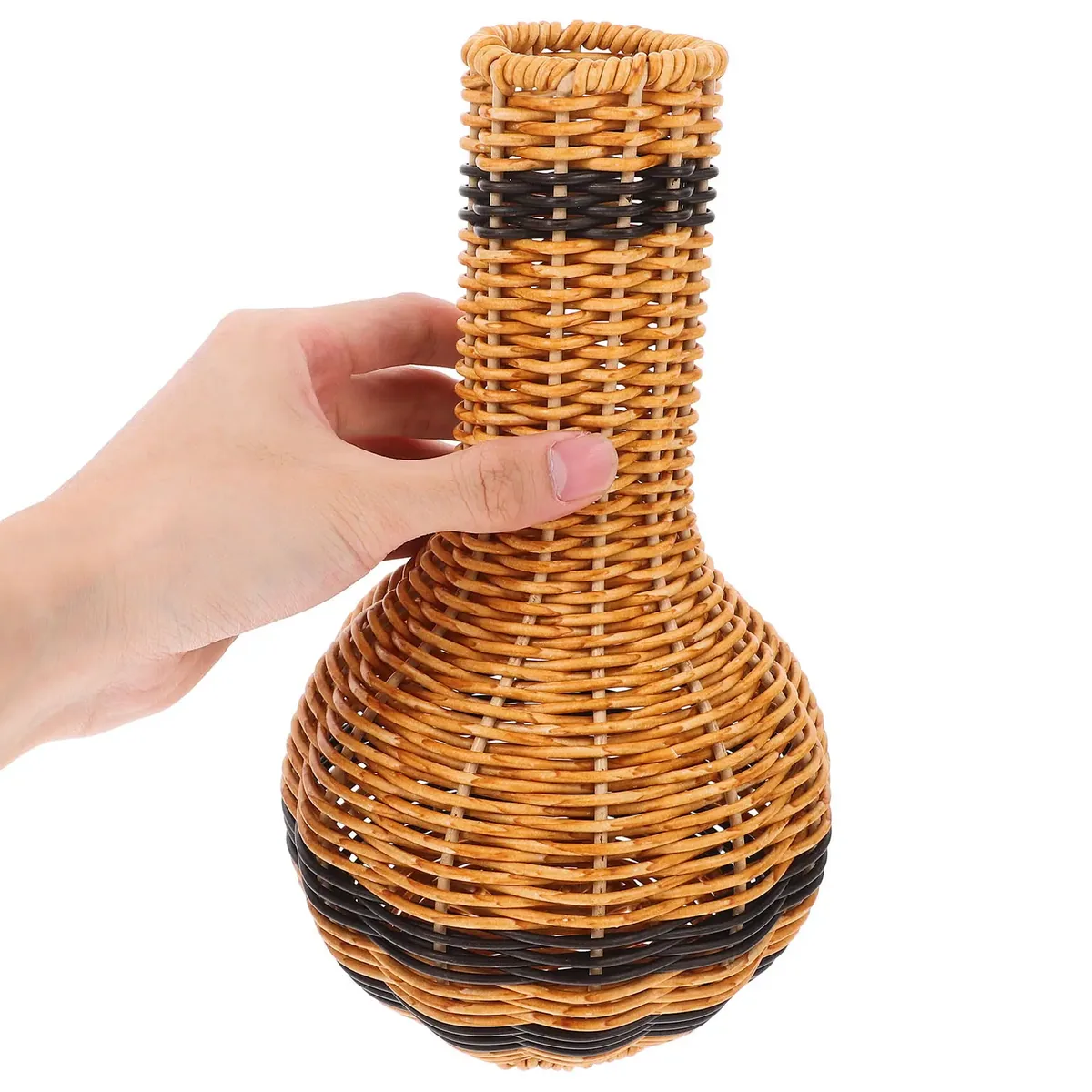 Vase rotin tressé en plastique, pour fleurs et déco – Image 4