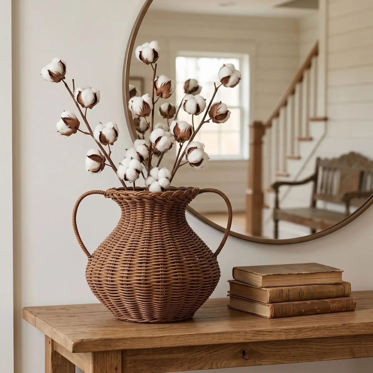 Vase rotin tressé fait main — modèle unique M – Image 3
