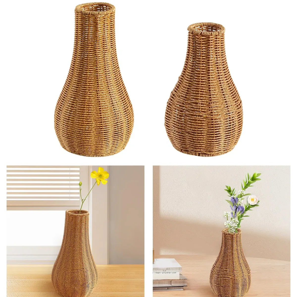 Vase tissé moderne en plastique pour fleurs sèches – Image 4